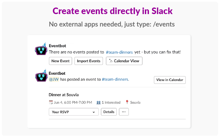 Create events in Slack