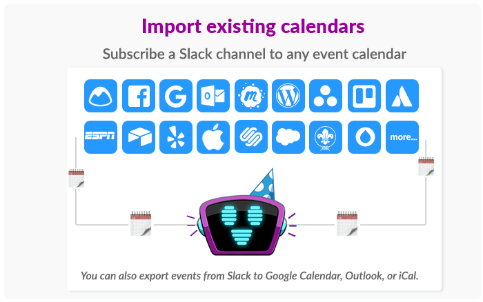 Import and export events to Slack